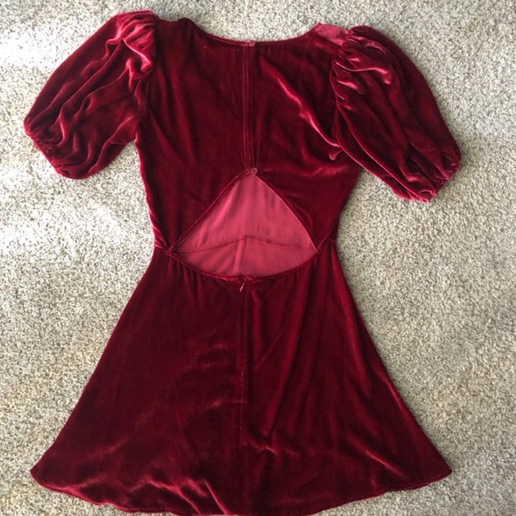 Reformation Peri Crimson Red Velvet Mini Dress - Picture 3 of 7